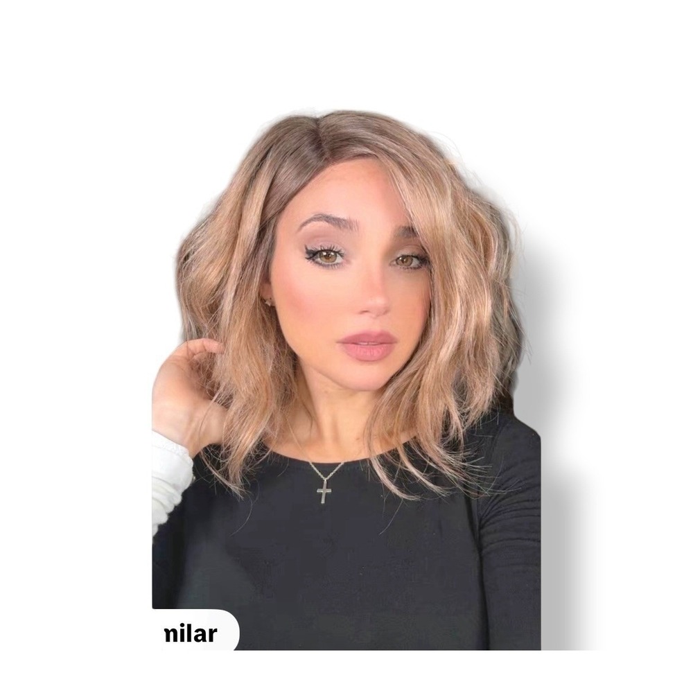 EllaRae Janie Wig Blonde Wavy Bob Lace Front Partial Mono Heat Friendly